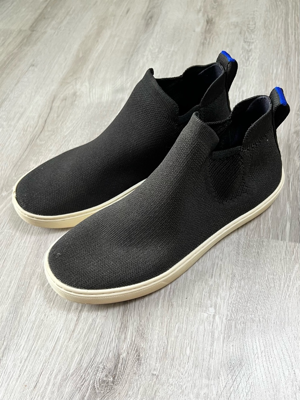 Rothy's The Chelsea Black Knit Pull On Ankle Boot Sneaker Size 8